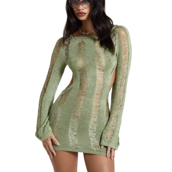 Jaded London | Dresses | Jaded London Distressed Olive Green Dress |  Poshmark